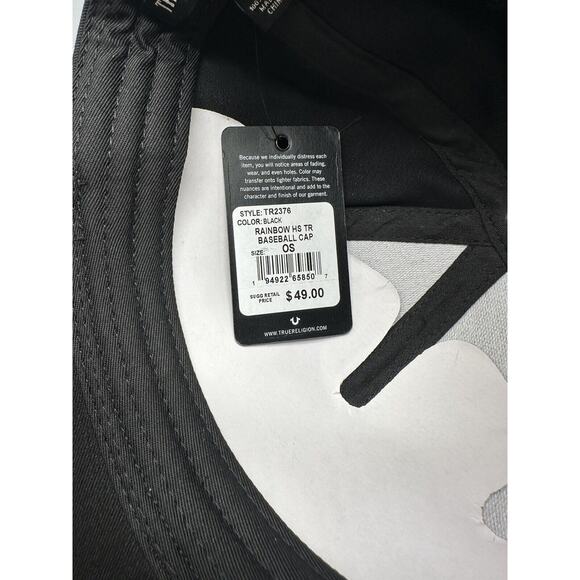 True Religion Horseshoe Logo Black Rainbow Adjustable Trucker Hat NWT‎ - Picture 6 of 6